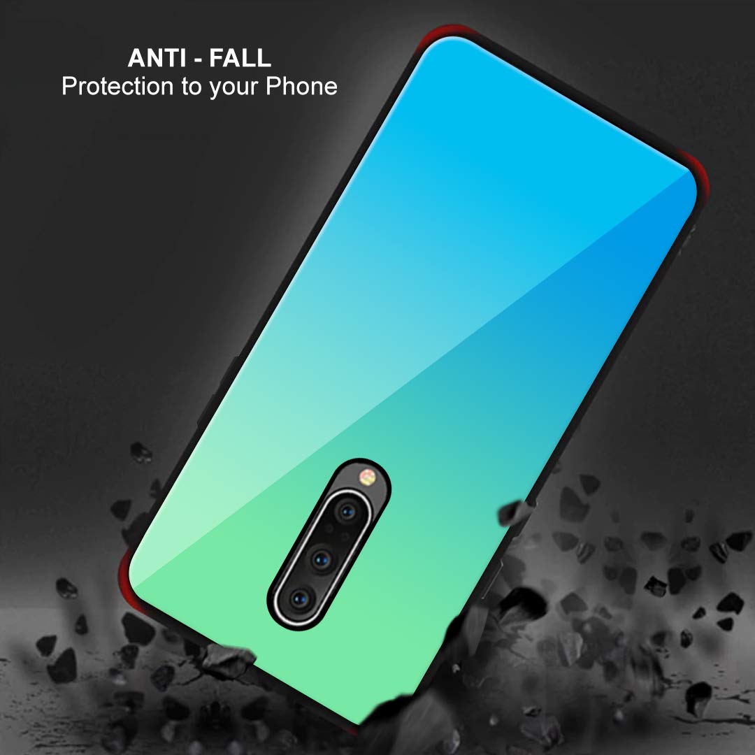 Foso  Gradient Toughened Glass Back Cover Case for OnePlus 7 Pro / 1+7 Pro (Gradient Neptune Blue)