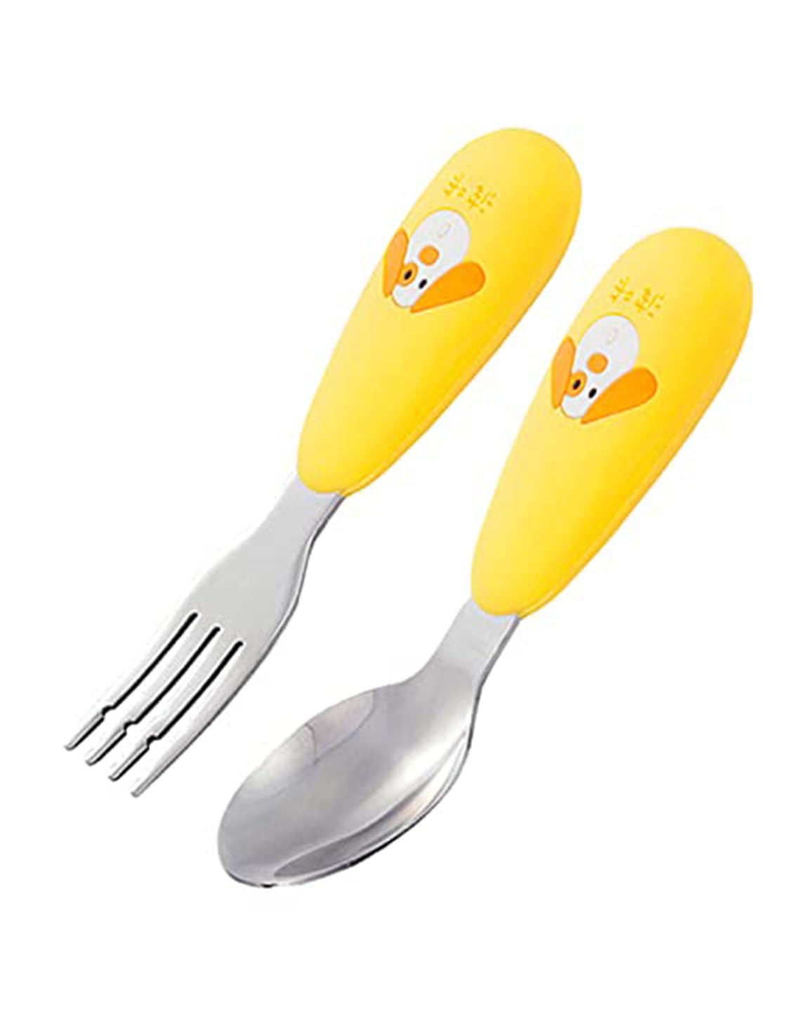 (PINKAH) Spoon and Fork Set with Silicone Handle Sleeve | Stainless Steel - BEE Yellow