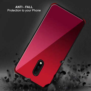 Foso  Gradient Toughened Glass Back Cover Case for OnePlus 7/1+7 (Gradient Nebula Red)