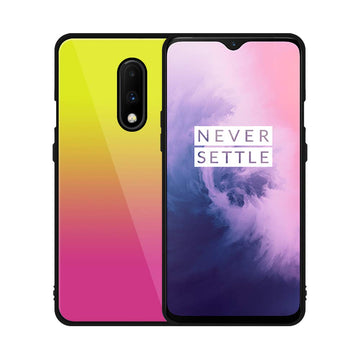 Foso  Gradient Toughened Glass Back Cover Case for OnePlus 7/1+7 (Gradient Nebula Pink)