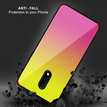 Foso  Gradient Toughened Glass Back Cover Case for OnePlus 7/1+7 (Gradient Nebula Pink)