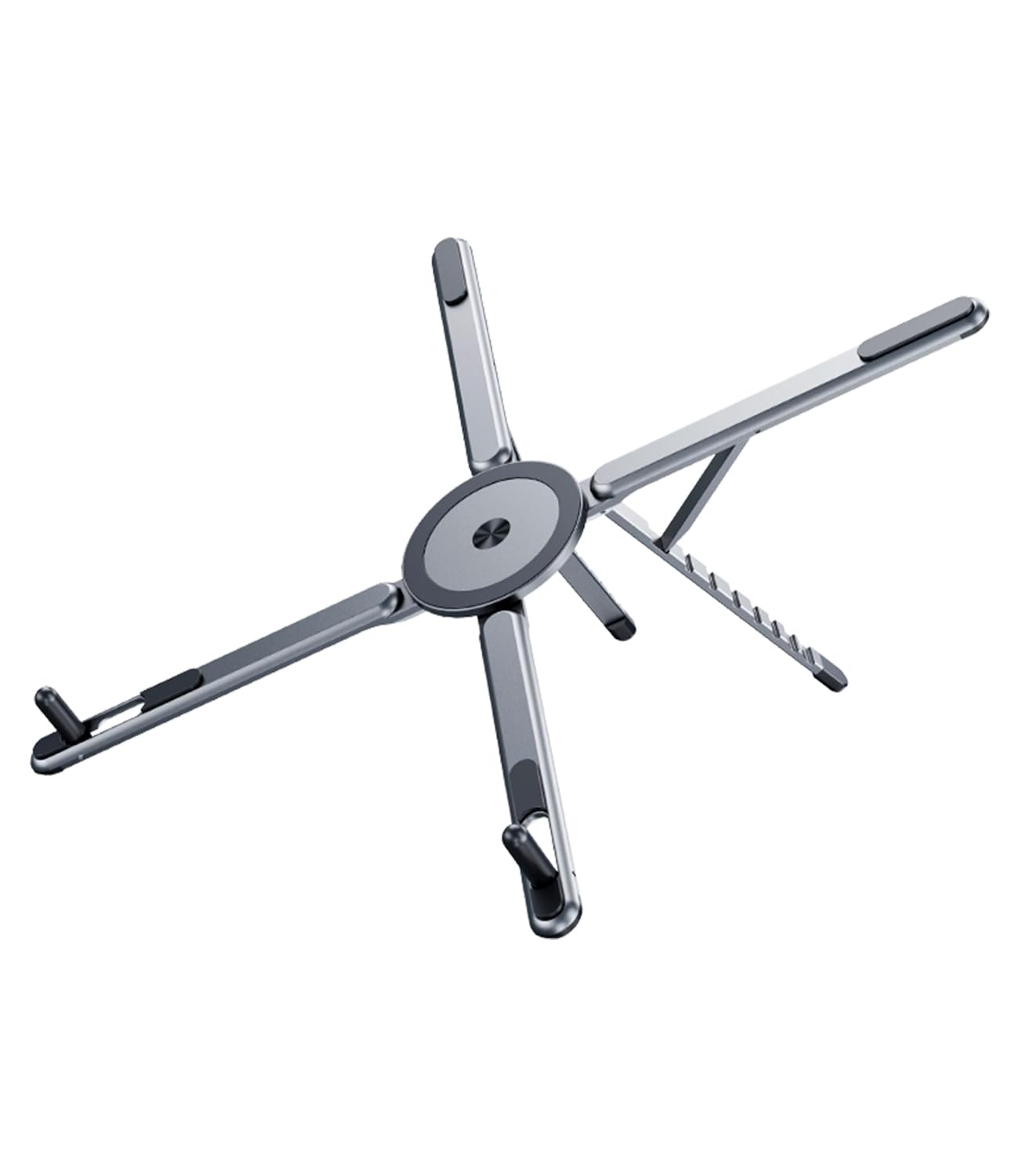 KAPAVER Foldable 360° Adjustable Holder with 8-Level Height Magnetic Aluminum Alloy HaloStand - Black