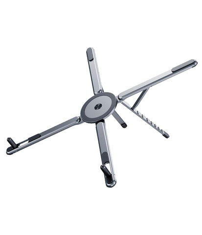 KAPAVER Foldable 360° Adjustable Holder with 8-Level Height Magnetic Aluminum Alloy HaloStand - Black