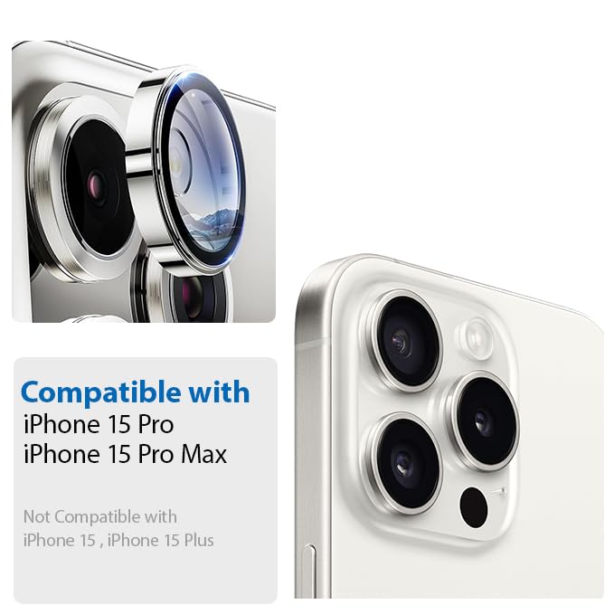 Camera Lens Protector GT Series Easy Do for iPhone 15 Pro / iPhone 15 Pro Max (Silver) - 2 Pack