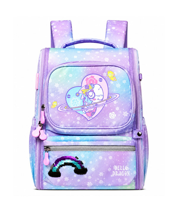 HELLO DRAGON by Kapaver AGS Kids School Backpack for Boys & Girls - Purple (20L)