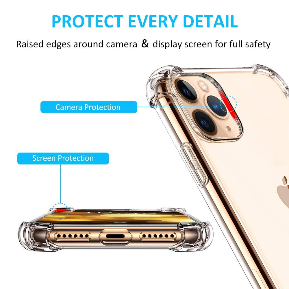 Foso Clear Flexible Transparent Bumper TPU Back Cover Case for iPhone 11 Pro (Transparent Bumper TPU)