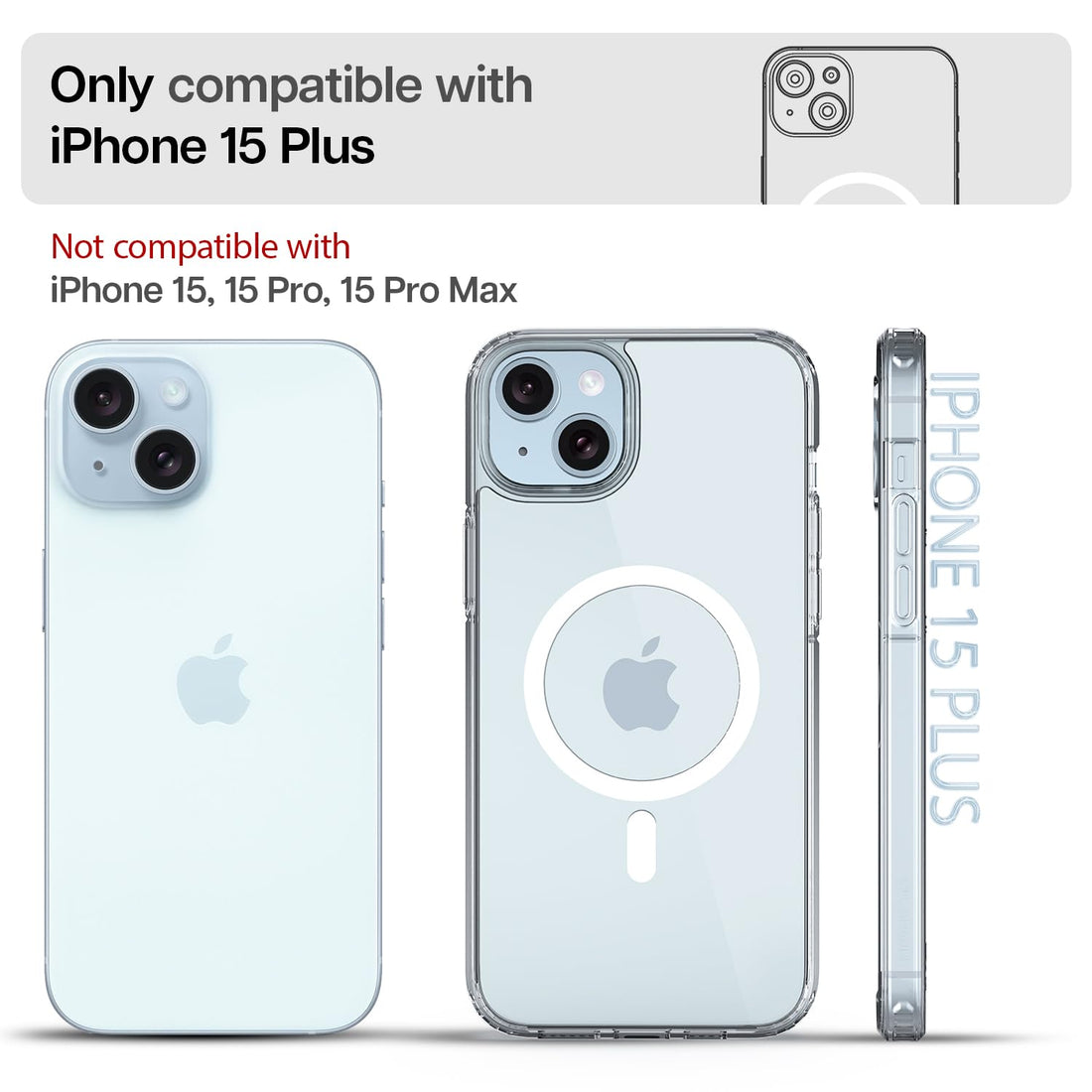 iPhone 15 Plus Back Cover Case | Mag X - Clear