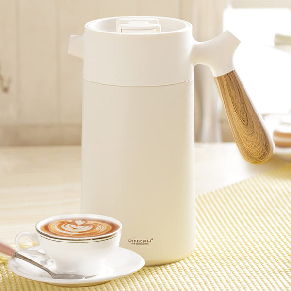(PINKAH) Double Wall Stainless Steel Insulated Thermal Flask (1.5L) - White