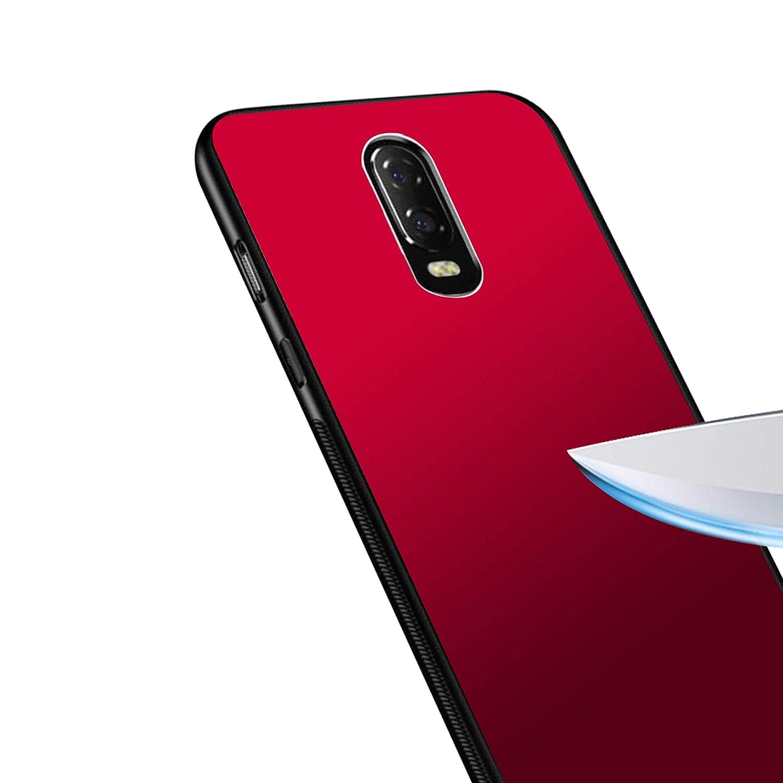 Foso Back Cover Case Compatible for One Plus 6T /OnePlus 6T (Glass Back with Edge TPU Red Color)