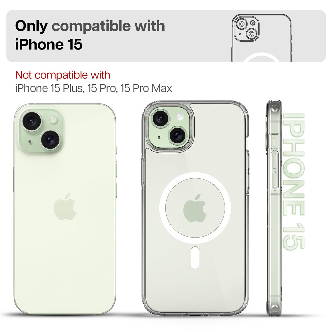 iPhone 15 Back Cover Case | Mag X - Clear