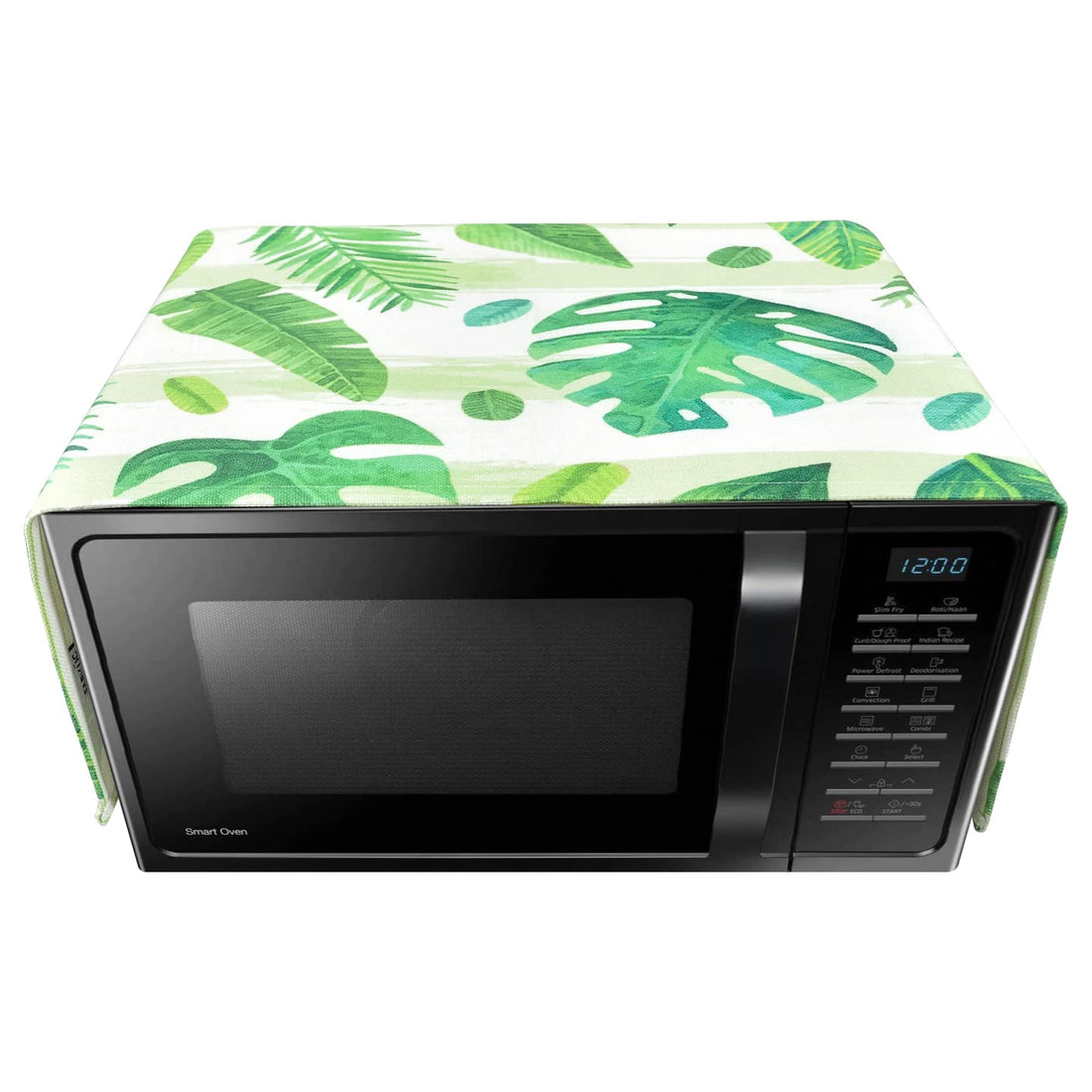 FABKUC Microwave/Oven Top Cotton Cover with 2 Utility Pockets, Splash-Proof, Dustproof Washer Dryer Cover (Green Cover)