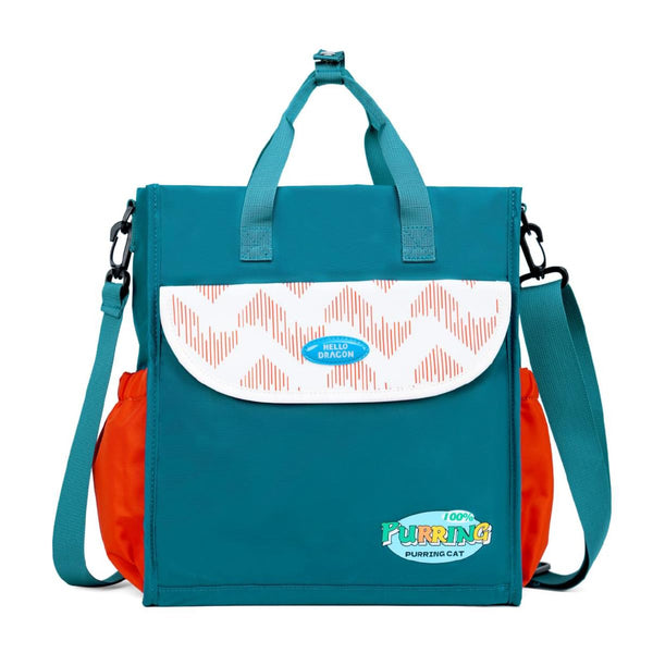 HELLO DRAGON by Kapaver Reusable Lunch Bag for Kids & Women | Insulated Tote Bag for School, Office, Picnic & Travel | Lightweight 13L Lunch Bag with Spacious Storage - Cyan