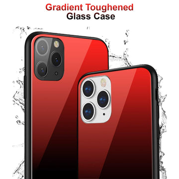 FOSO Gradient Toughened Glass Back Cover Case for Apple iPhone 11 Pro Max (Nubela Red)