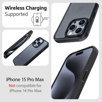 Foso Royal Shock Proof Back Cover Case Compatible with iPhone 15 Pro Max (TPU+PC) - (Matte Black)