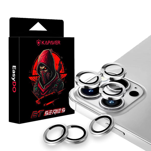 iPhone 15 Pro / iPhone 15 Pro Max Camera Lens Protector | GT Series [Easy Do] - 2 Pack (Silver)