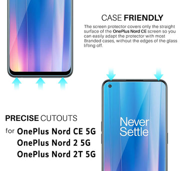 OnePlus Nord CE 5G / OnePlus Nord 2 5G / OnePlus Nord 2T 5G Tempered and Screen Protector Guard  GLaS HD - 2 Pack