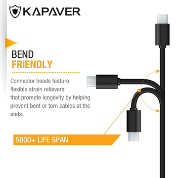 KAPAVER Micro USB Cable For Charging & Sync Data to Android Smartphones 1 meter (10 Pack)