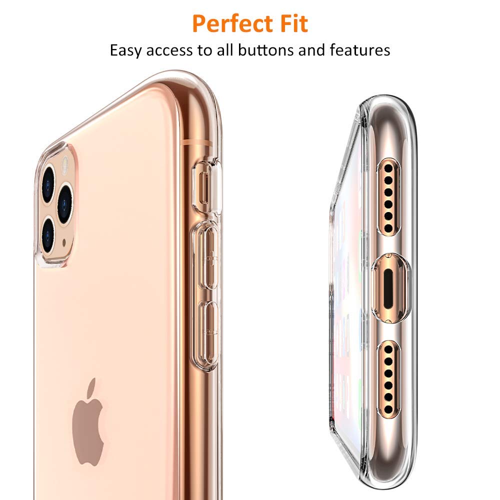 Foso(™) Clear Flexible Transparent with Protective Shockproof Corner Back Cover Case for iPhone 11 Pro (Transparent TPU)