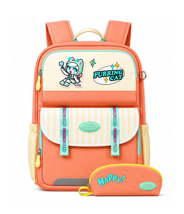 HELLO DRAGON by Kapaver AGS Kids School Backpack for Boys & Girls - Light Pink (22L)