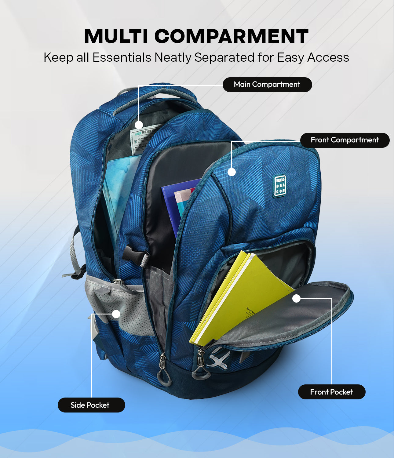 Multi compartments school bag for teens