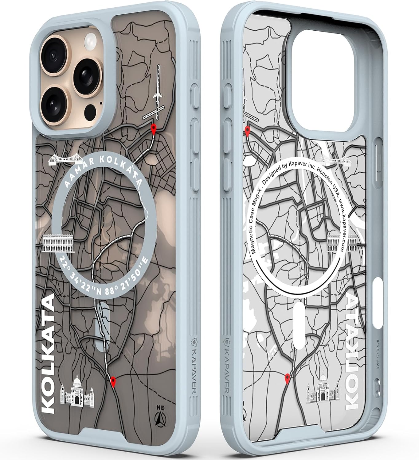 iPhone 16 Pro Max Back Cover Case | GPS Edition (Kolkata) Mag X - Gray