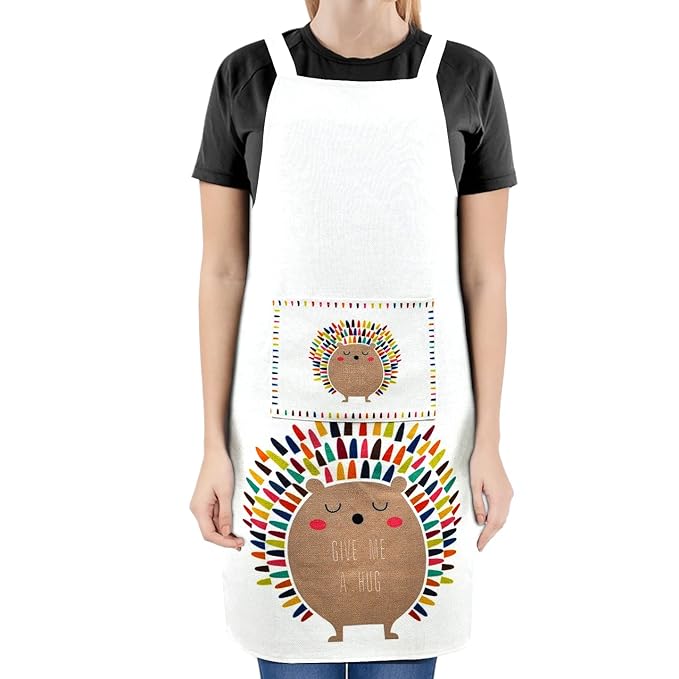 Sleeveless Strap Apron with Pocket (FABKUC ) Men and Women Cooking Kt Accessories (HEDGEHOGPIG)i