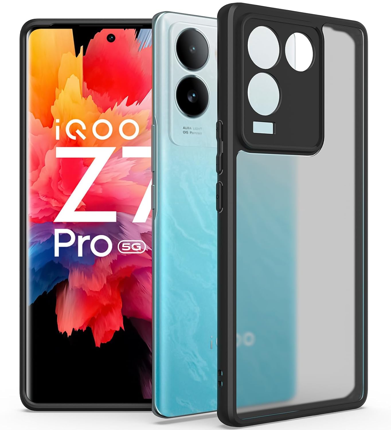 iQOO Z7 Pro/Vivo T2 Pro 5G (FOSO) Skin Shock Proof Back Cover Case | (PC+TPU) - Black