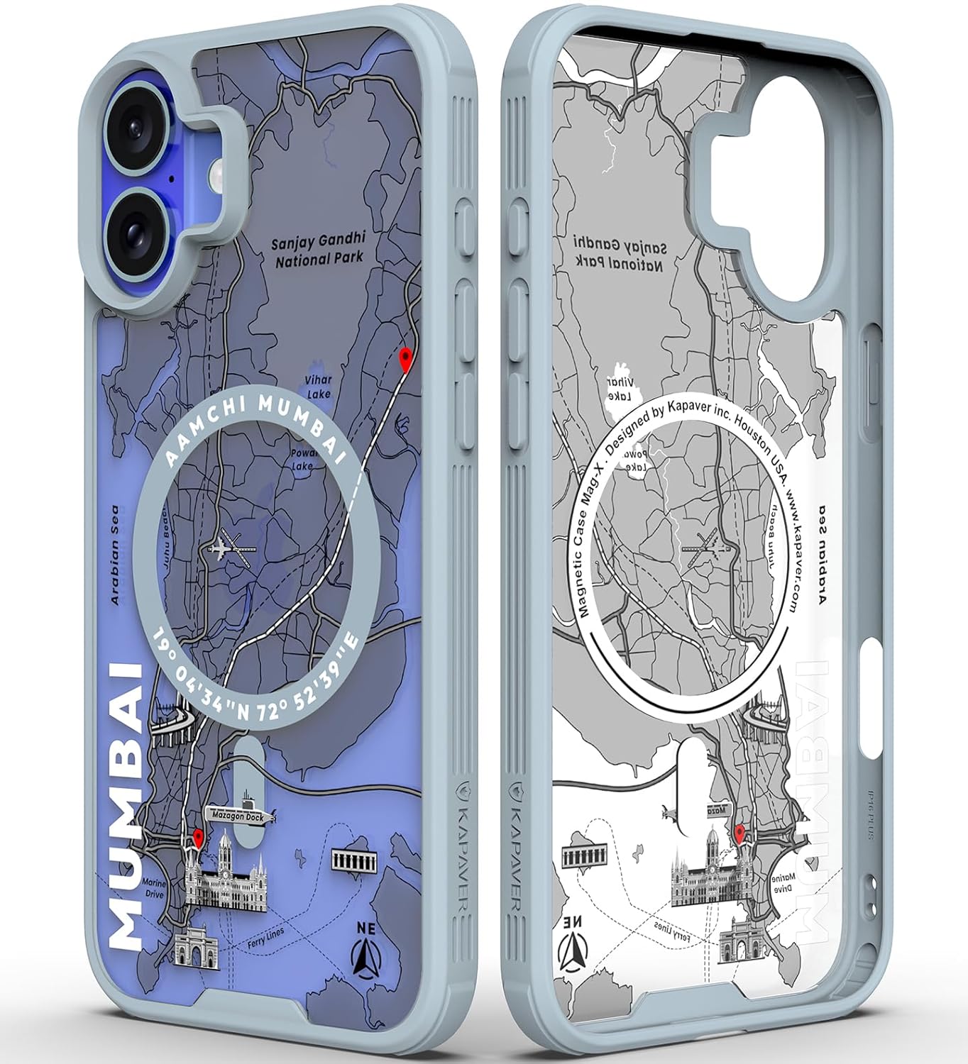 iPhone 16 Plus Back Cover Case | GPS Edition (Mumbai) Mag X - Gray