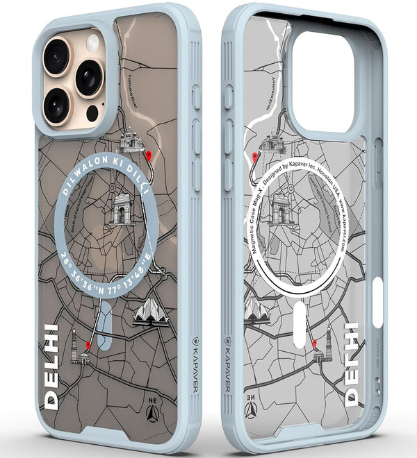 iPhone 16 Pro Max Back Cover Case | GPS Edition (Delhi) Mag X - Gray