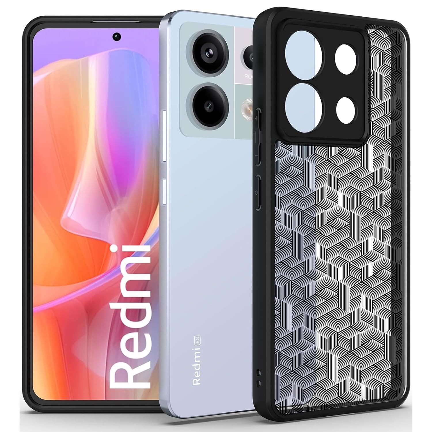 Redmi Note 13 Pro 5G / Poco X6 5G Back Cover Case | Hybrid - (Stripe Cube Black)