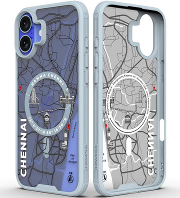 iPhone 16 Plus Back Cover Case | GPS Edition (Namma-Chennai) Mag X - Gray