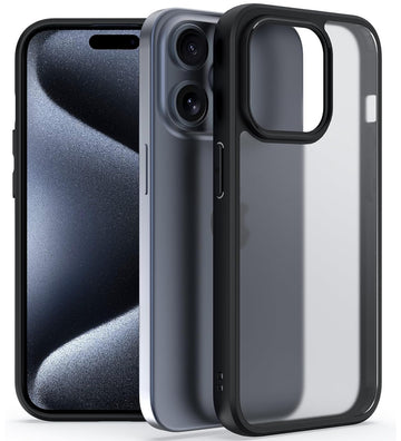 iPhone 15 Pro (FOSO) Skin Shock Proof Back Cover Case | (TPU+PC) - Matte Black