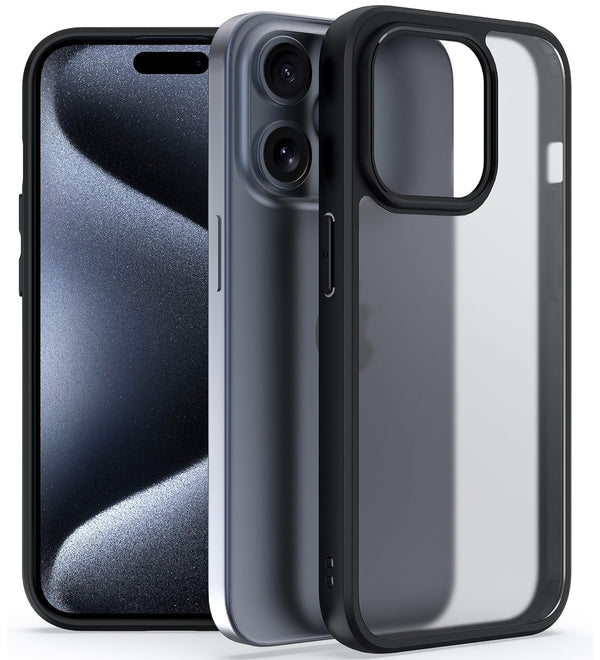 iPhone 15 Pro Max (FOSO) Royal Shock Proof Back Cover Case | (TPU+PC) - (Matte Black)