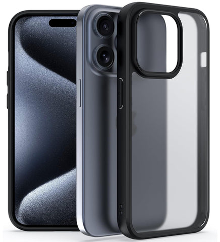 iPhone 15 Pro (FOSO) Skin Shock Proof Back Cover Case | (TPU+PC) - Matte Black