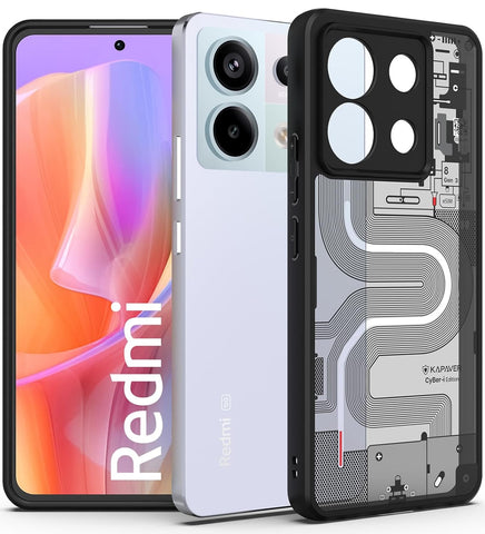 KAPAVER Cyber-i Edition Back Cover Case Compatible with Redmi Note 13 Pro (PC+TPU) (Cyber-i Black)
