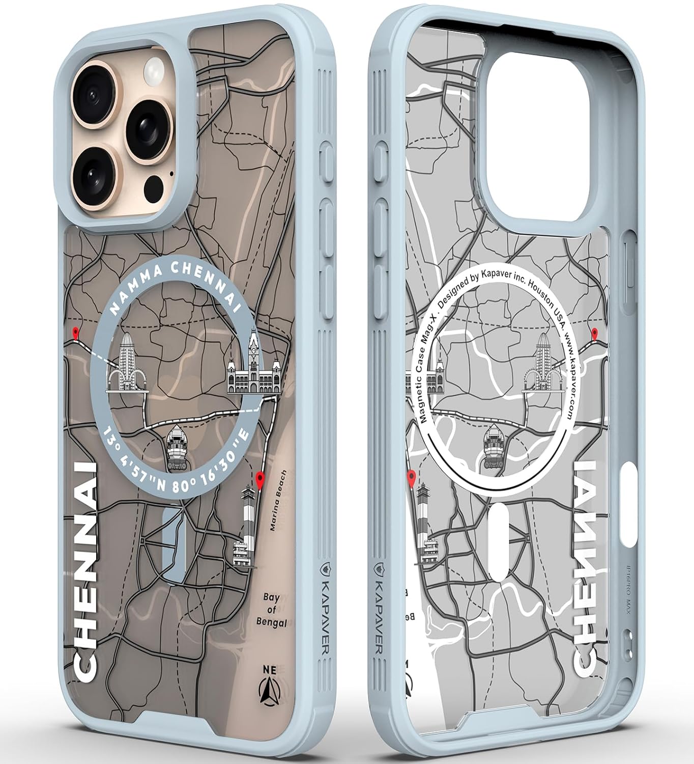 iPhone 16 Pro Max Back Cover Case | GPS Edition (Namma-Chennai) Mag X - Gray