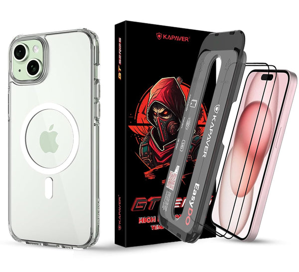 iPhone 15 Back Cover Case With Glass | Mag-X - Clear Case with Glass