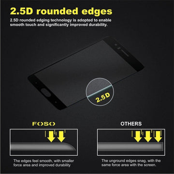 FOSO  Full Coverage Edge to Edge Tempered Glass Screen Protector Compatible with OnePlus 5 / One Plus 5