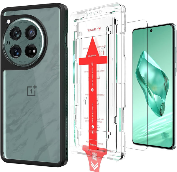 OnePlus 12 Back Cover Case With Glass |  Impulse - Black Case with Glass