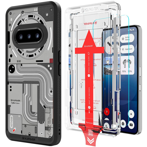 Nothing Phone 3a Back Cover Case With Glass | CyBer-i Edition - Black