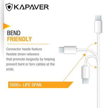 KAPAVER Micro USB Cable For Charging & Sync Data to Android SmartPhones1 meter  (White)