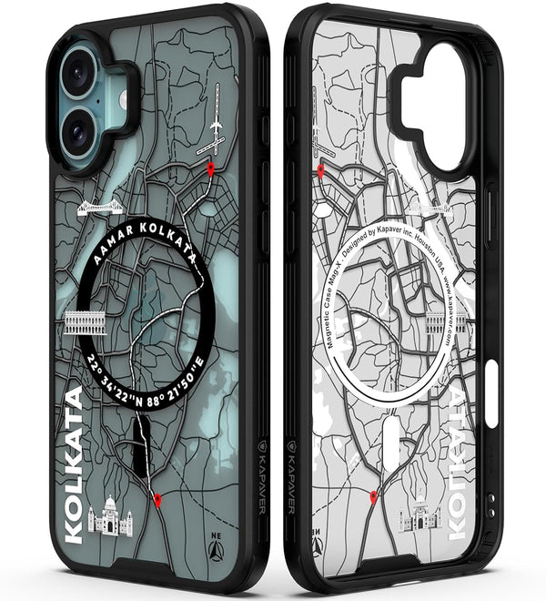 iPhone 16 Plus Back Cover Case | GPS Edition (Kolkata) Mag X - Black