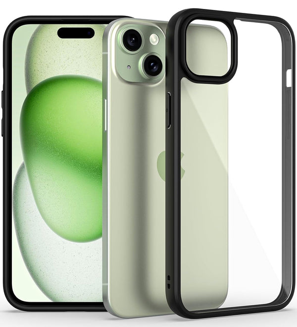 iPhone 15 (FOSO) Royal Shock Proof Back Cover Case | (TPU+PC) - Black