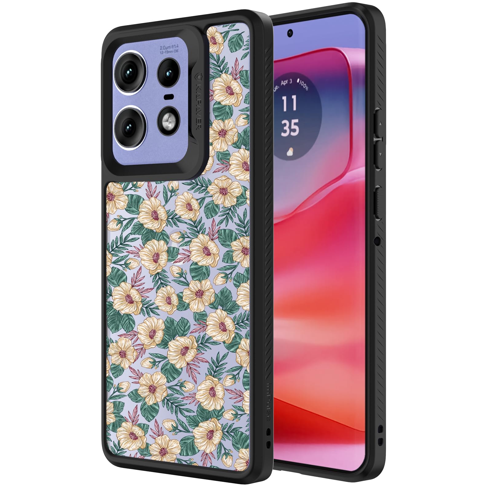 Moto Edge 50 Pro Back Cover Case | Impulse - Black (Floral Bloom)