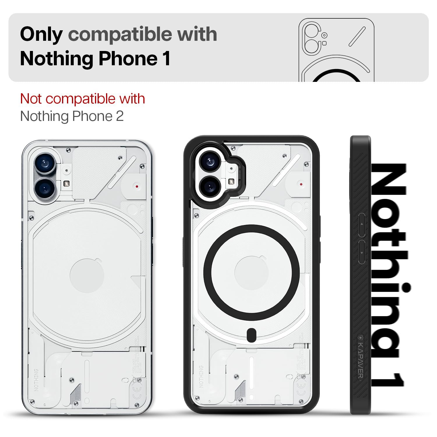 Best Nothing Phone 1 Back Cover Case (Magsafe Support) | Mag X - Black