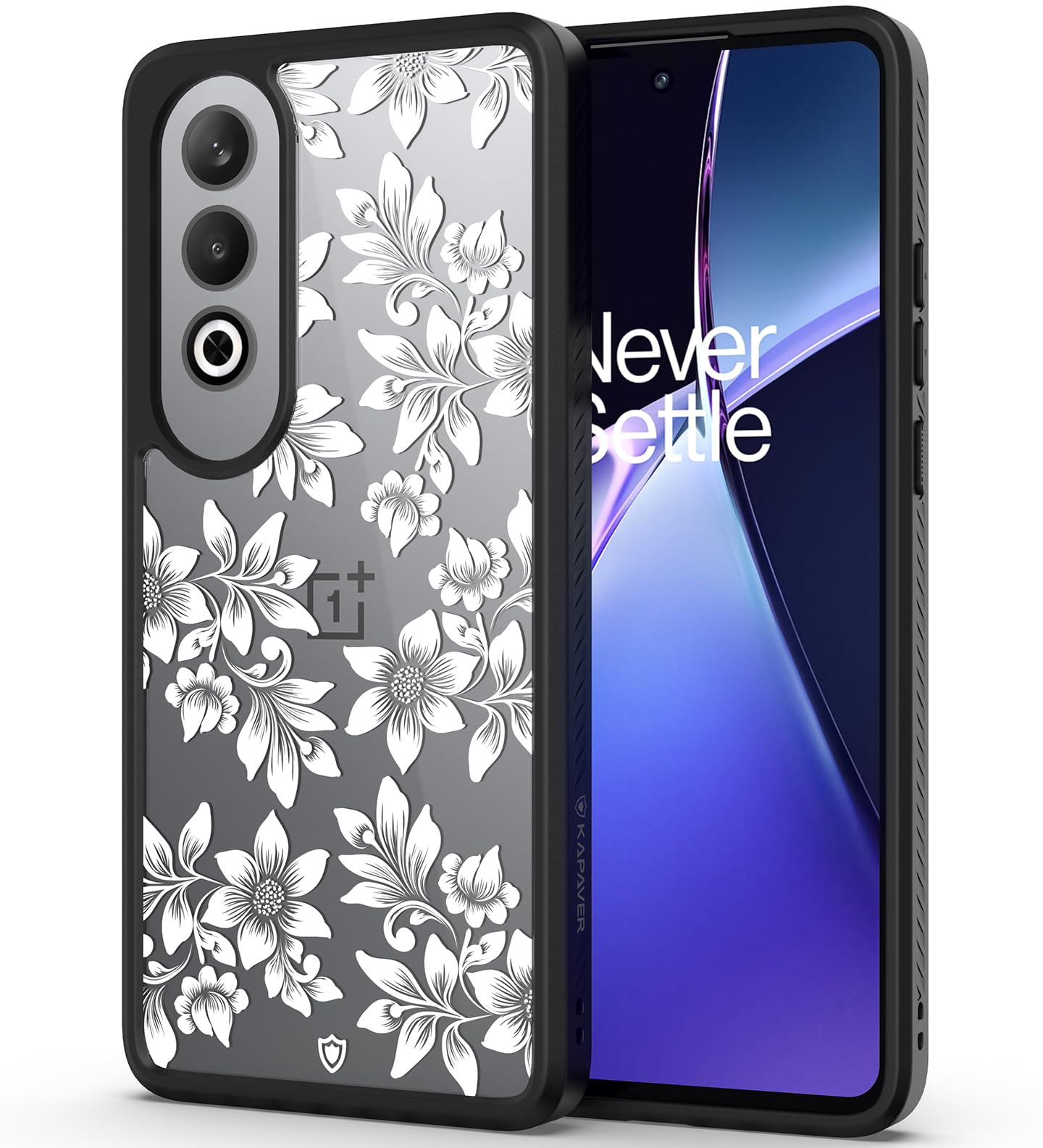 OnePlus Nord CE4 Back Cover Case | Impulse - Black (Floral White)