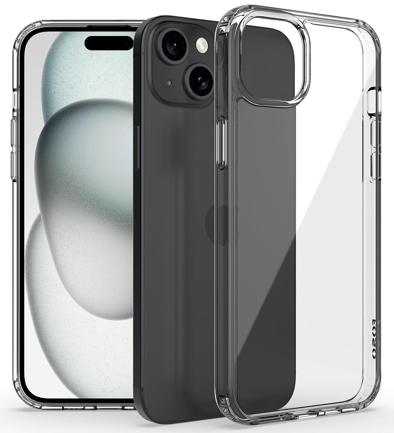 iPhone 15 (FOSO) Crystal Shock Proof Back Cover Case | TPU+PC - Clear