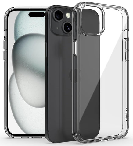 iPhone 15 Plus (FOSO) Crystal Shock Proof Back Cover Case | (PC+TPU) - Clear
