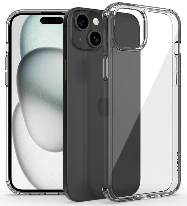 iPhone 15 (FOSO) Crystal Shock Proof Back Cover Case | TPU+PC - Clear