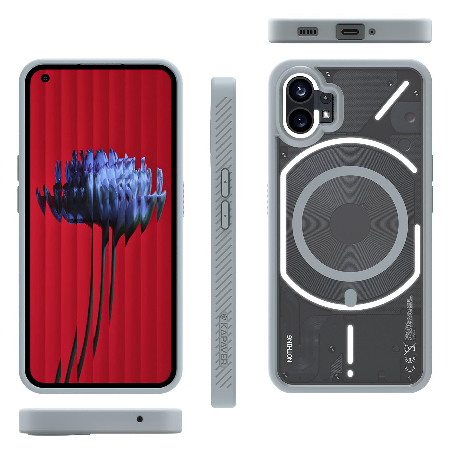 Nothing Phone 1 5G Back Cover Case, Impulse - Moon Gray, KAPAVER